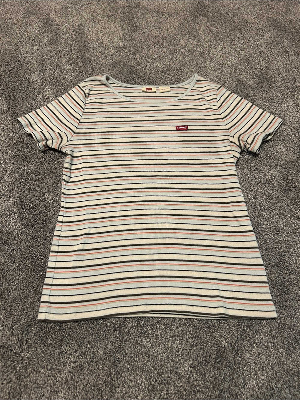 Levi's Cream Tee with Turqoise  Stripes